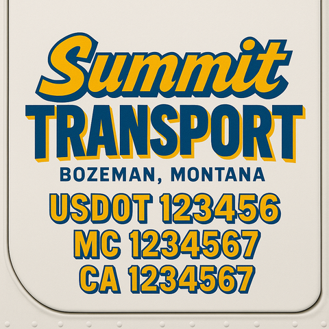 Truck Door Decal Sticker Lettering Signs With Location, USDOT, MC, CA, KYU, VIN, GVW (2-Pack)