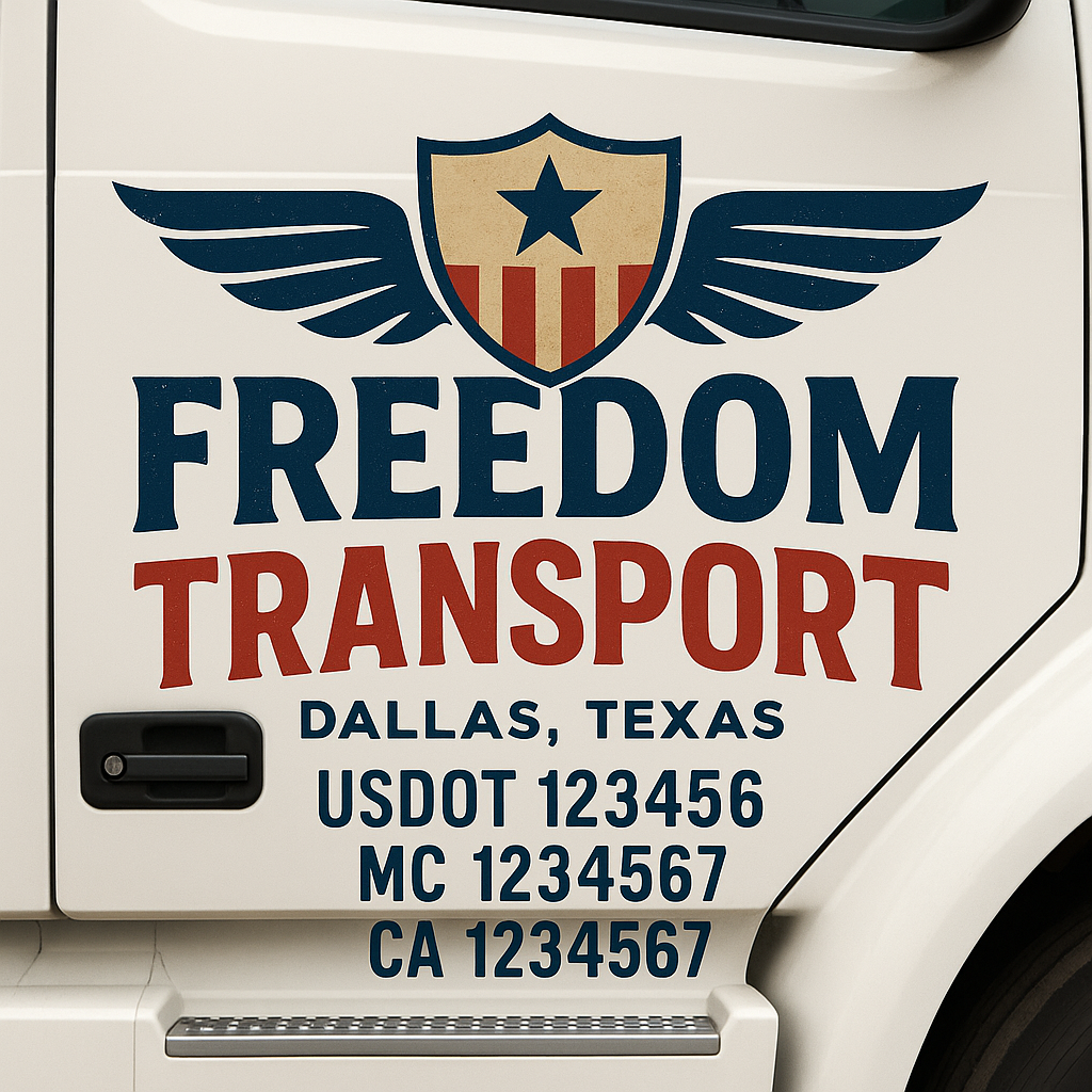 Truck Door Decal Sticker Lettering Signs With Location, USDOT, MC, CA, KYU, VIN, GVW (2-Pack)