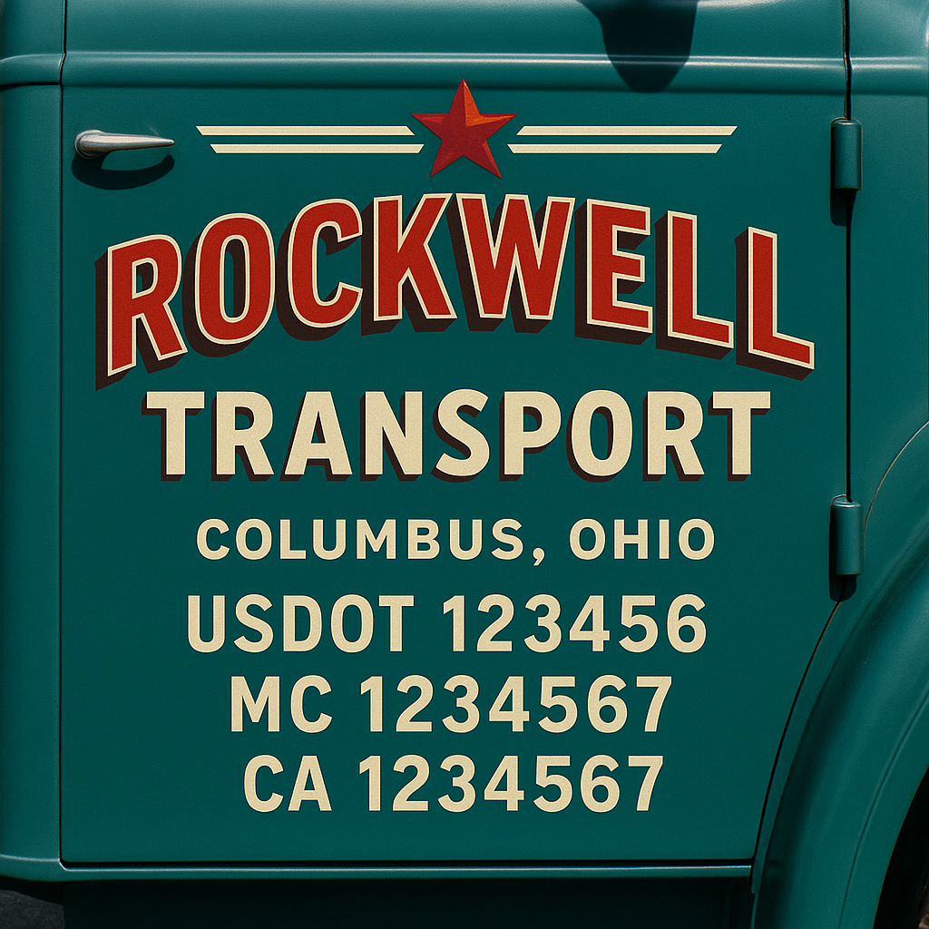 Truck Door Decal Sticker Lettering Signs With Location, USDOT, MC, CA, KYU, VIN, GVW (2-Pack)