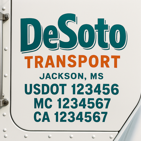 Truck Door Decal Sticker Lettering Signs With Location, USDOT, MC, CA, KYU, VIN, GVW (2-Pack)