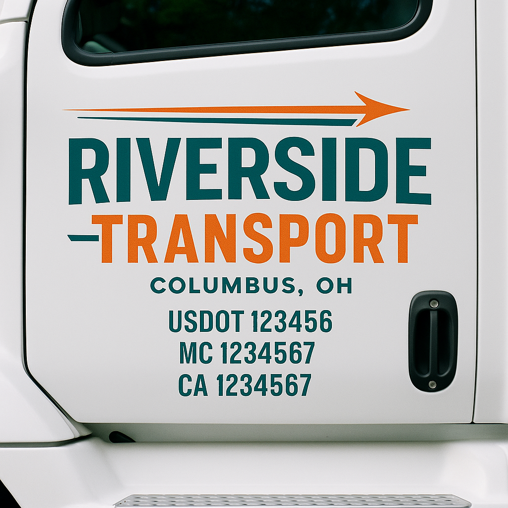 Truck Door Decal Sticker Lettering Signs With Location, USDOT, MC, CA, KYU, VIN, GVW (2-Pack)