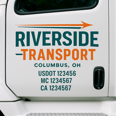 Truck Door Decal Sticker Lettering Signs With Location, USDOT, MC, CA, KYU, VIN, GVW (2-Pack)