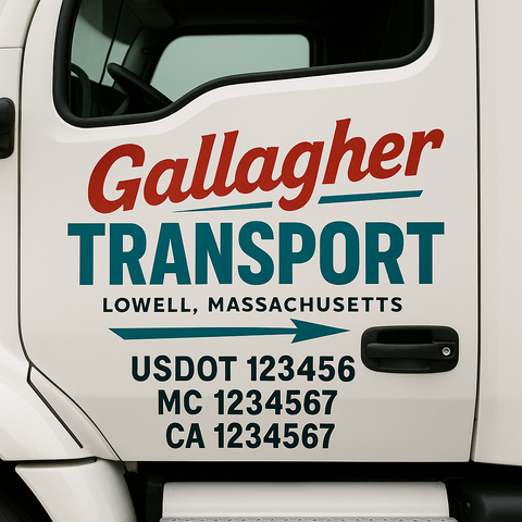 Truck Door Decal Sticker Lettering Signs With Location, USDOT, MC, CA, KYU, VIN, GVW (2-Pack)