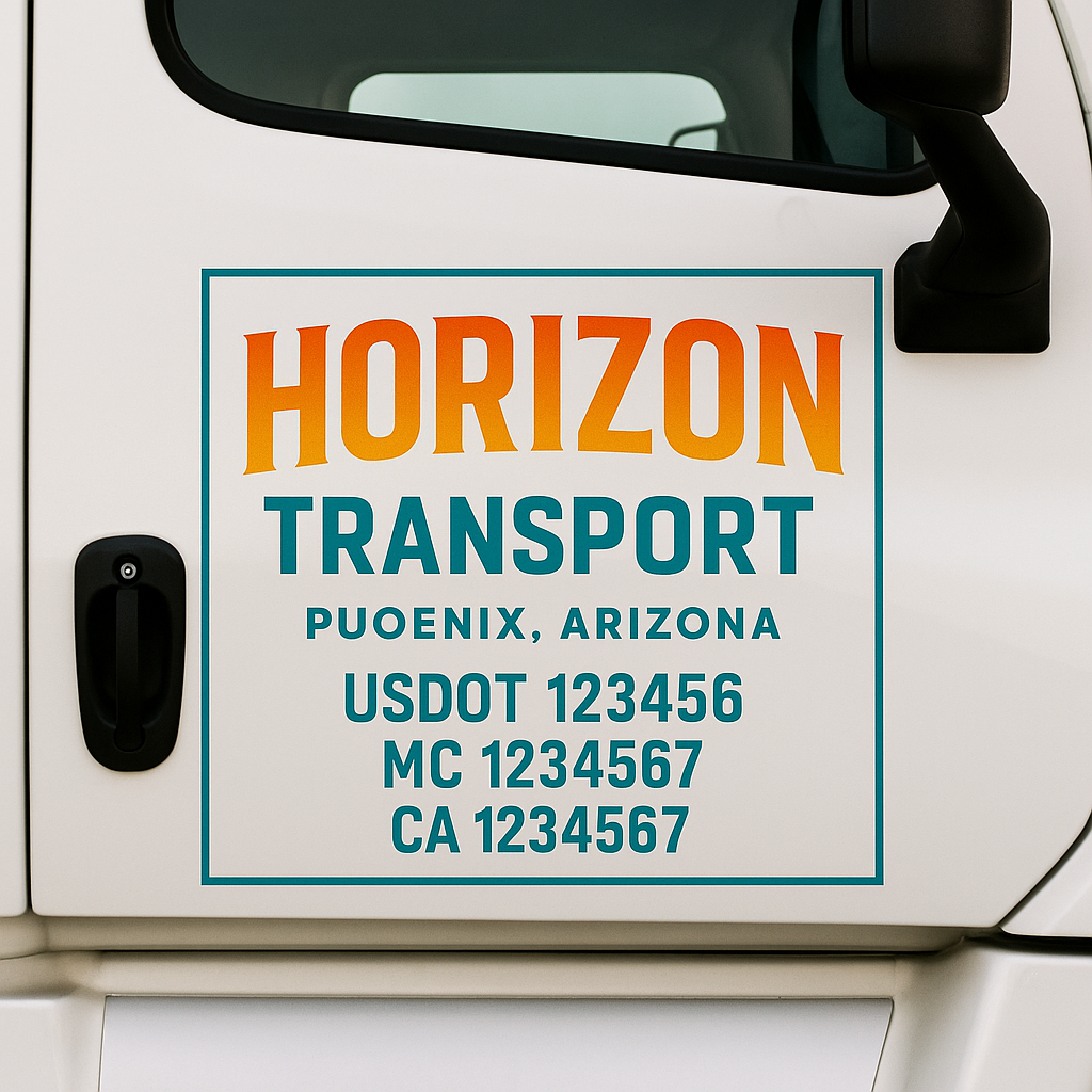 Truck Door Decal Sticker Lettering Signs With Location, USDOT, MC, CA, KYU, VIN, GVW (2-Pack)