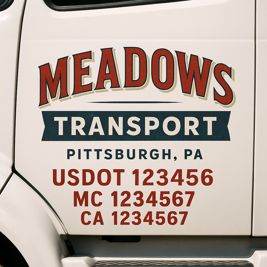 Truck Door Decal Sticker Lettering Signs With Location, USDOT, MC, CA, KYU, VIN, GVW (2-Pack)