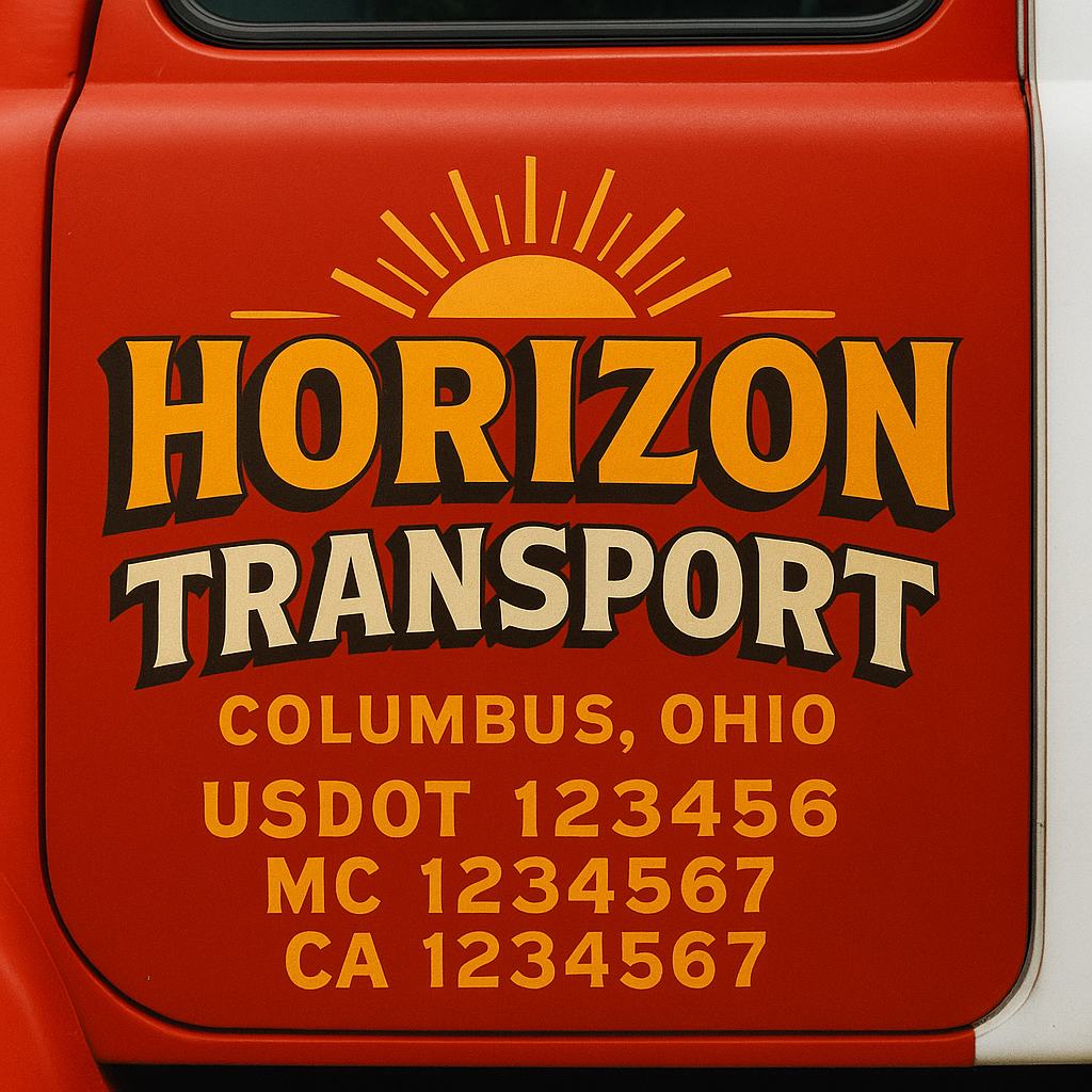 Truck Door Decal Sticker Lettering Signs With Location, USDOT, MC, CA, KYU, VIN, GVW (2-Pack)