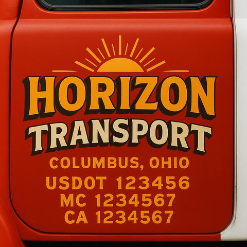 Truck Door Decal Sticker Lettering Signs With Location, USDOT, MC, CA, KYU, VIN, GVW (2-Pack)