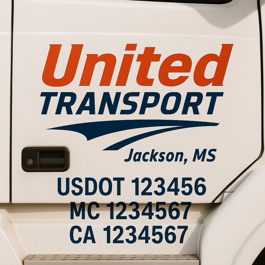 Truck Door Decal Sticker Lettering Signs With Location, USDOT, MC, CA, KYU, VIN, GVW (2-Pack)