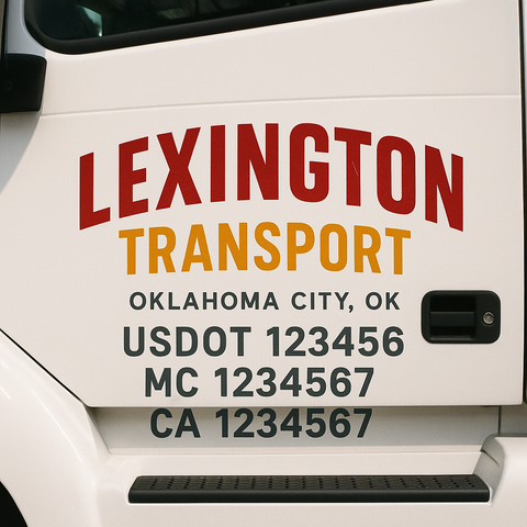 Truck Door Decal Sticker Lettering Signs With Location, USDOT, MC, CA, KYU, VIN, GVW (2-Pack)