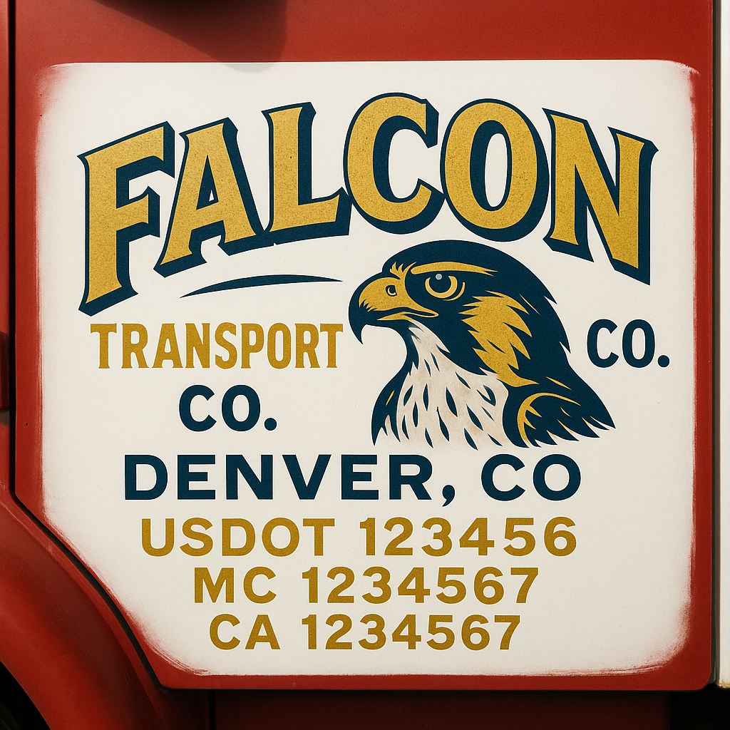 Truck Door Decal Sticker Lettering Signs With Location, USDOT, MC, CA, KYU, VIN, GVW (2-Pack)