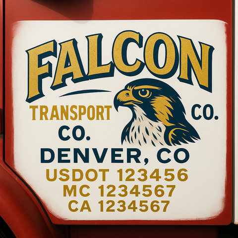 Truck Door Decal Sticker Lettering Signs With Location, USDOT, MC, CA, KYU, VIN, GVW (2-Pack)