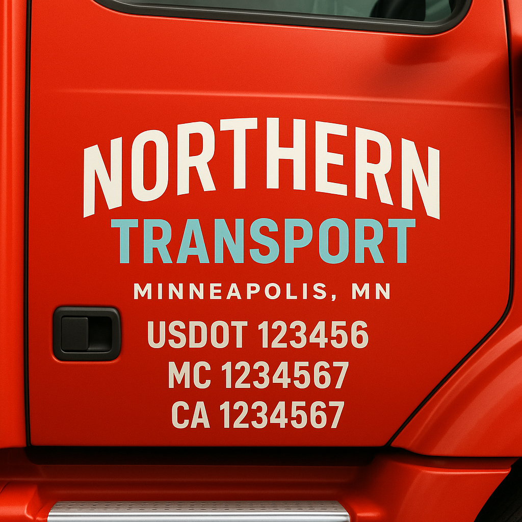 Truck Door Decal Sticker Lettering Signs With Location, USDOT, MC, CA, KYU, VIN, GVW (2-Pack)
