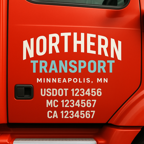 Truck Door Decal Sticker Lettering Signs With Location, USDOT, MC, CA, KYU, VIN, GVW (2-Pack)