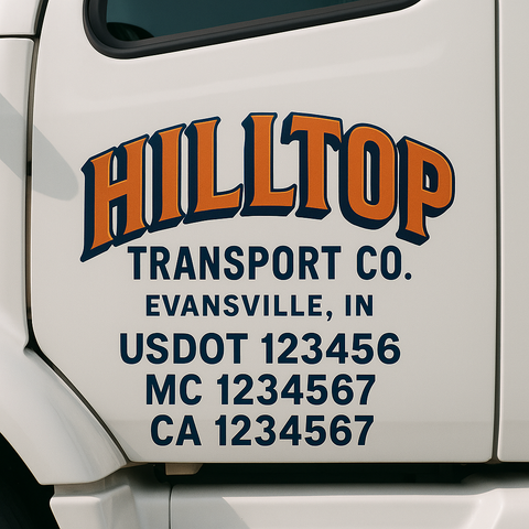 Truck Door Decal Sticker Lettering Signs With Location, USDOT, MC, CA, KYU, VIN, GVW (2-Pack)