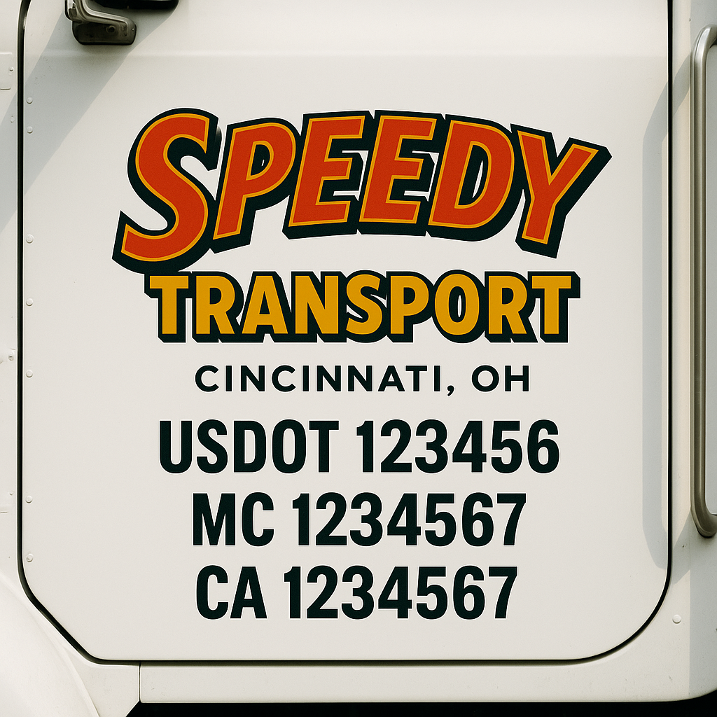 Truck Door Decal Sticker Lettering Signs With Location, USDOT, MC, CA, KYU, VIN, GVW (2-Pack)