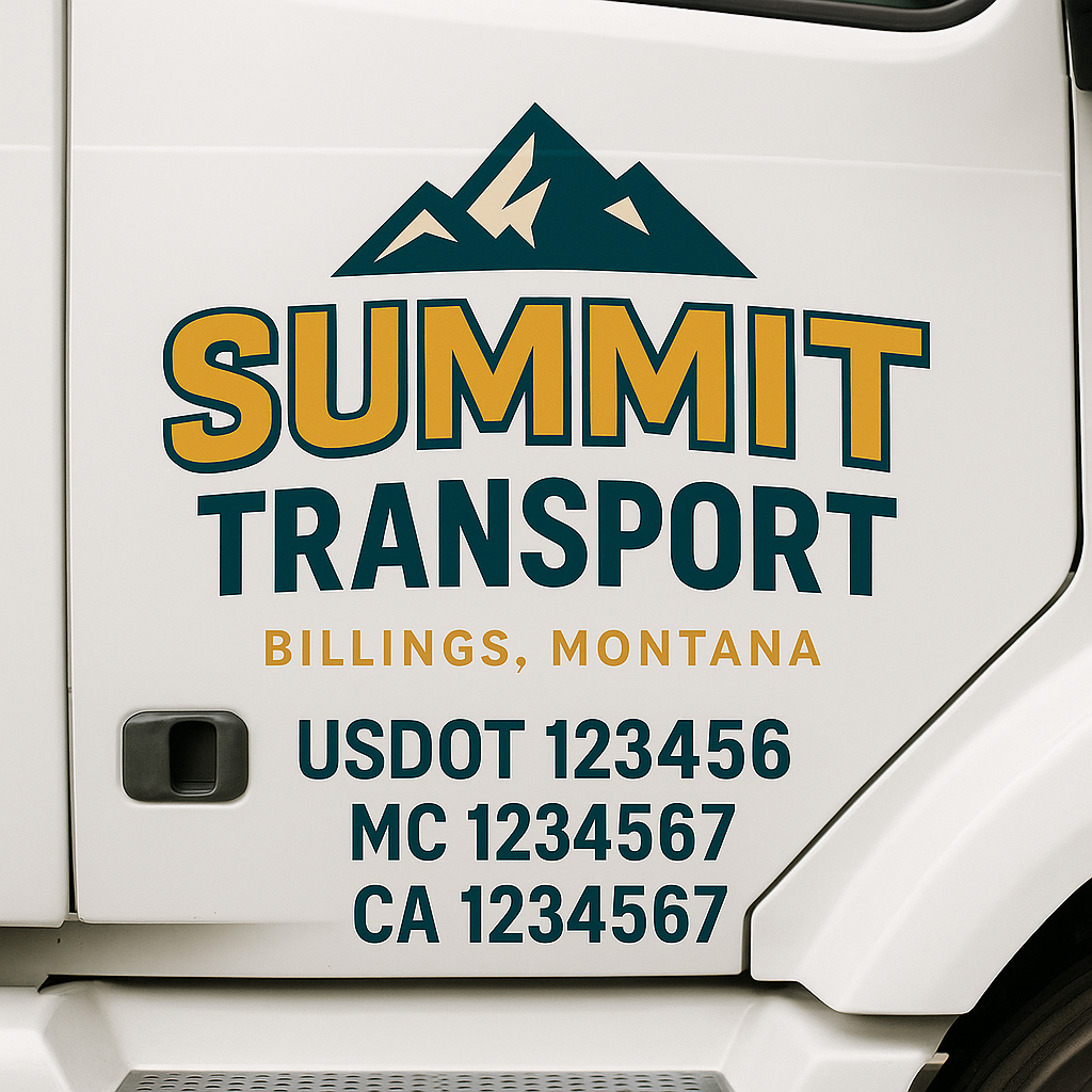 Truck Door Decal Sticker Lettering Signs With Location, USDOT, MC, CA, KYU, VIN, GVW (2-Pack)