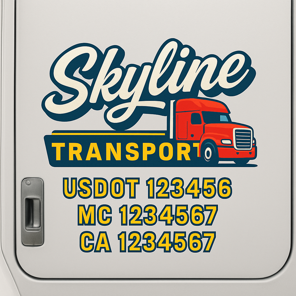 Truck Door Decal Sticker Lettering Signs With Location, USDOT, MC, CA, KYU, VIN, GVW (2-Pack)
