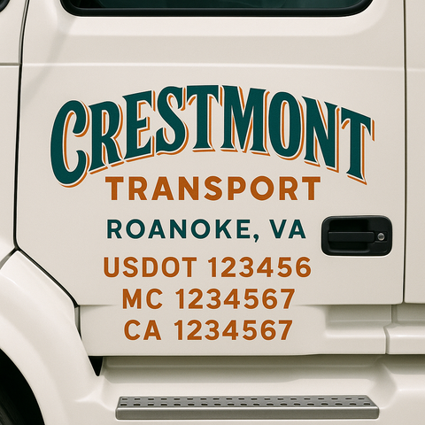 Truck Door Decal Sticker Lettering Signs With Location, USDOT, MC, CA, KYU, VIN, GVW (2-Pack)