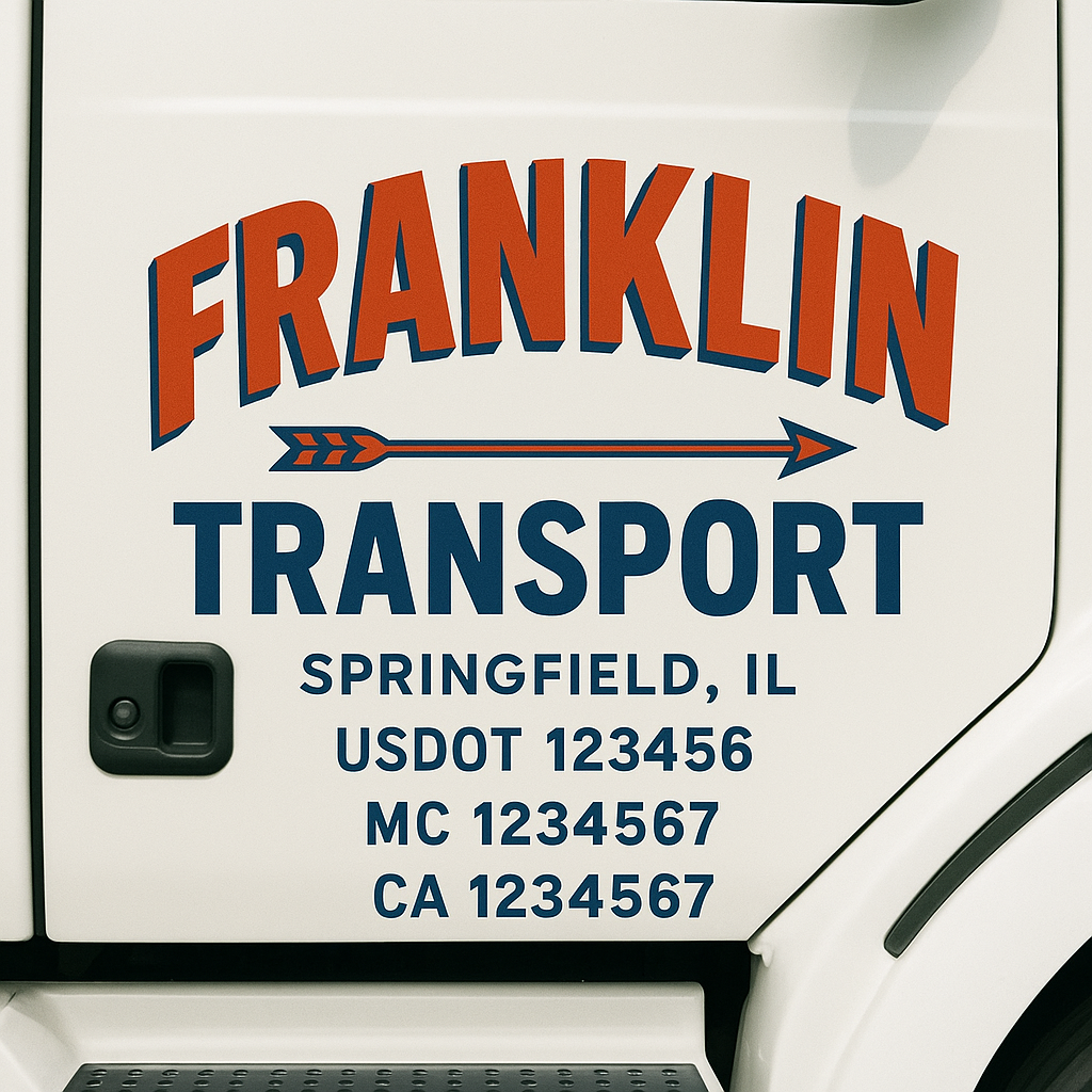 Truck Door Decal Sticker Lettering Signs With Location, USDOT, MC, CA, KYU, VIN, GVW (2-Pack)