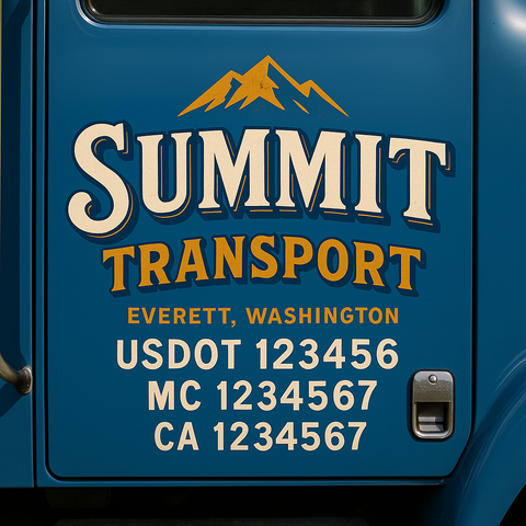 Truck Door Decal Sticker Lettering Signs With Location, USDOT, MC, CA, KYU, VIN, GVW (2-Pack)