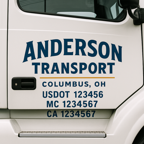 Truck Door Decal Sticker Lettering Signs With Location, USDOT, MC, CA, KYU, VIN, GVW (2-Pack)