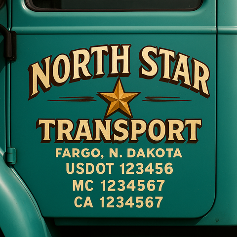 Truck Door Decal Sticker Lettering Signs With Location, USDOT, MC, CA, KYU, VIN, GVW (2-Pack)