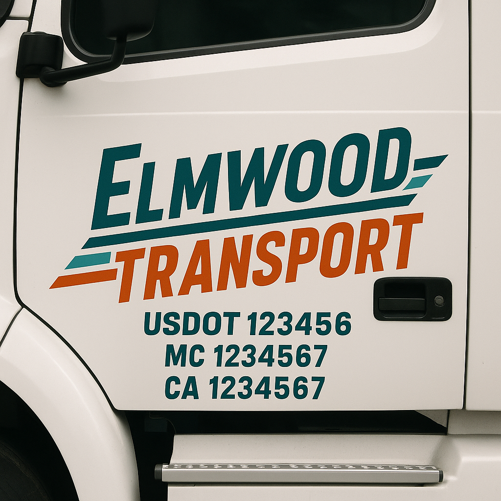 Truck Door Decal Sticker Lettering Signs With Location, USDOT, MC, CA, KYU, VIN, GVW (2-Pack)