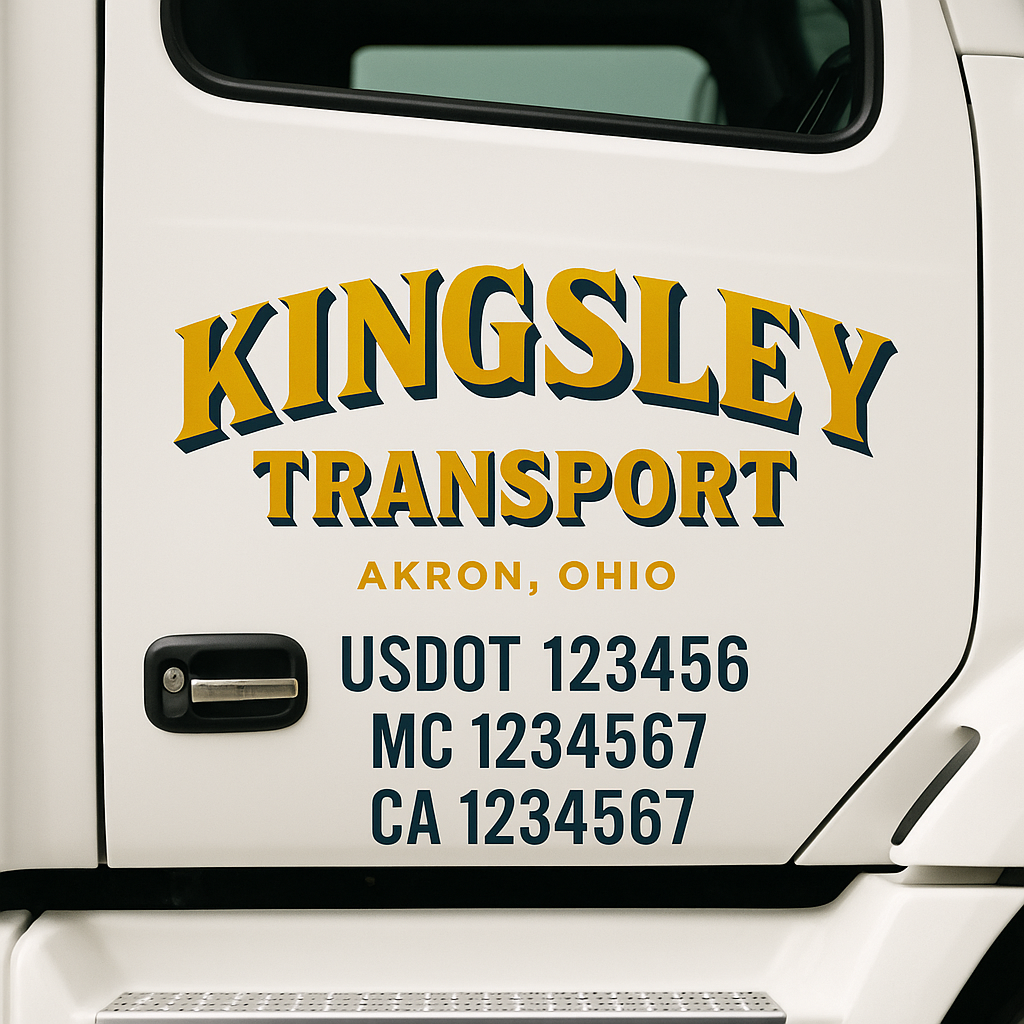 Truck Door Decal Sticker Lettering Signs With Location, USDOT, MC, CA, KYU, VIN, GVW (2-Pack)