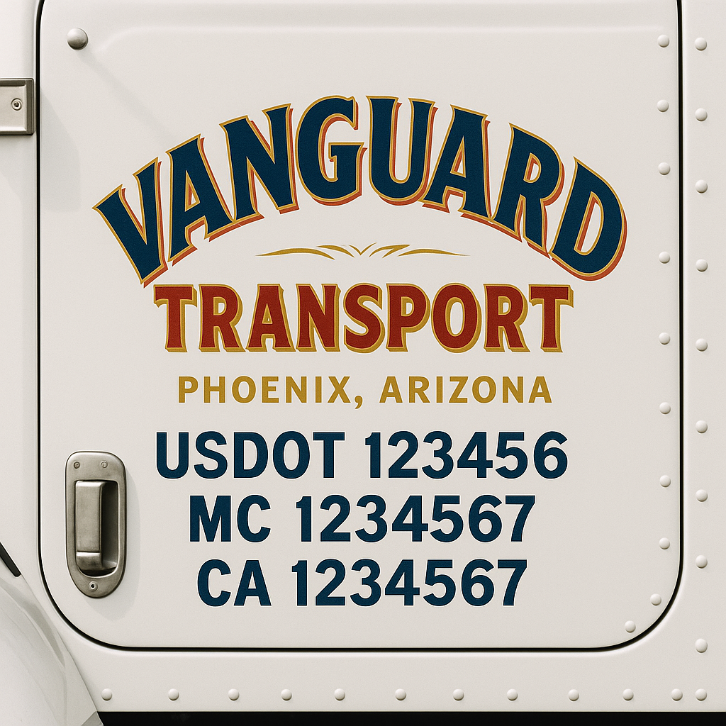 Truck Door Decal Sticker Lettering Signs With Location, USDOT, MC, CA, KYU, VIN, GVW (2-Pack)
