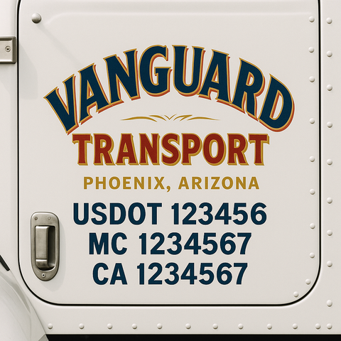 Truck Door Decal Sticker Lettering Signs With Location, USDOT, MC, CA, KYU, VIN, GVW (2-Pack)