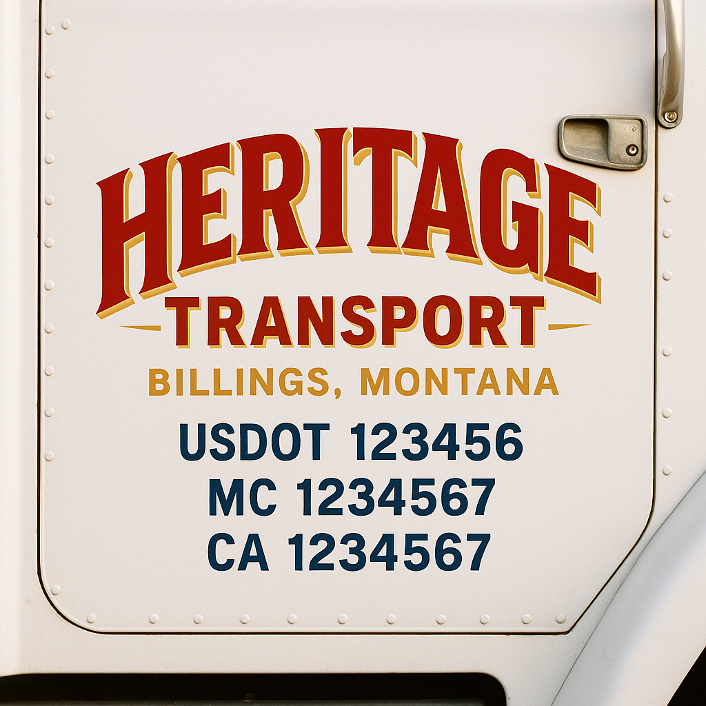 Truck Door Decal Sticker Lettering Signs With Location, USDOT, MC, CA, KYU, VIN, GVW (2-Pack)