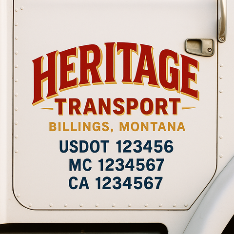 Truck Door Decal Sticker Lettering Signs With Location, USDOT, MC, CA, KYU, VIN, GVW (2-Pack)