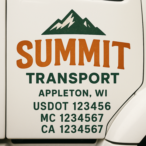 Truck Door Decal Sticker Lettering Signs With Location, USDOT, MC, CA, KYU, VIN, GVW (2-Pack)