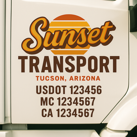 Truck Door Decal Sticker Lettering Signs With Location, USDOT, MC, CA, KYU, VIN, GVW (2-Pack)