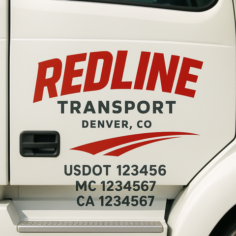 Truck Door Decal Sticker Lettering Signs With Location, USDOT, MC, CA, KYU, VIN, GVW (2-Pack)