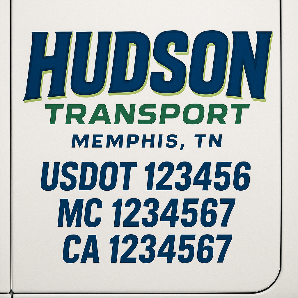 Truck Door Decal Sticker Lettering Signs With Location, USDOT, MC, CA, KYU, VIN, GVW (2-Pack)
