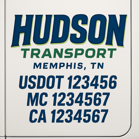 Truck Door Decal Sticker Lettering Signs With Location, USDOT, MC, CA, KYU, VIN, GVW (2-Pack)