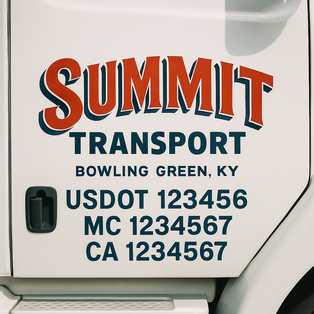 Truck Door Decal Sticker Lettering Signs With Location, USDOT, MC, CA, KYU, VIN, GVW (2-Pack)