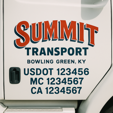 Truck Door Decal Sticker Lettering Signs With Location, USDOT, MC, CA, KYU, VIN, GVW (2-Pack)