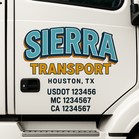 Truck Door Decal Sticker Lettering Signs With Location, USDOT, MC, CA, KYU, VIN, GVW (2-Pack)