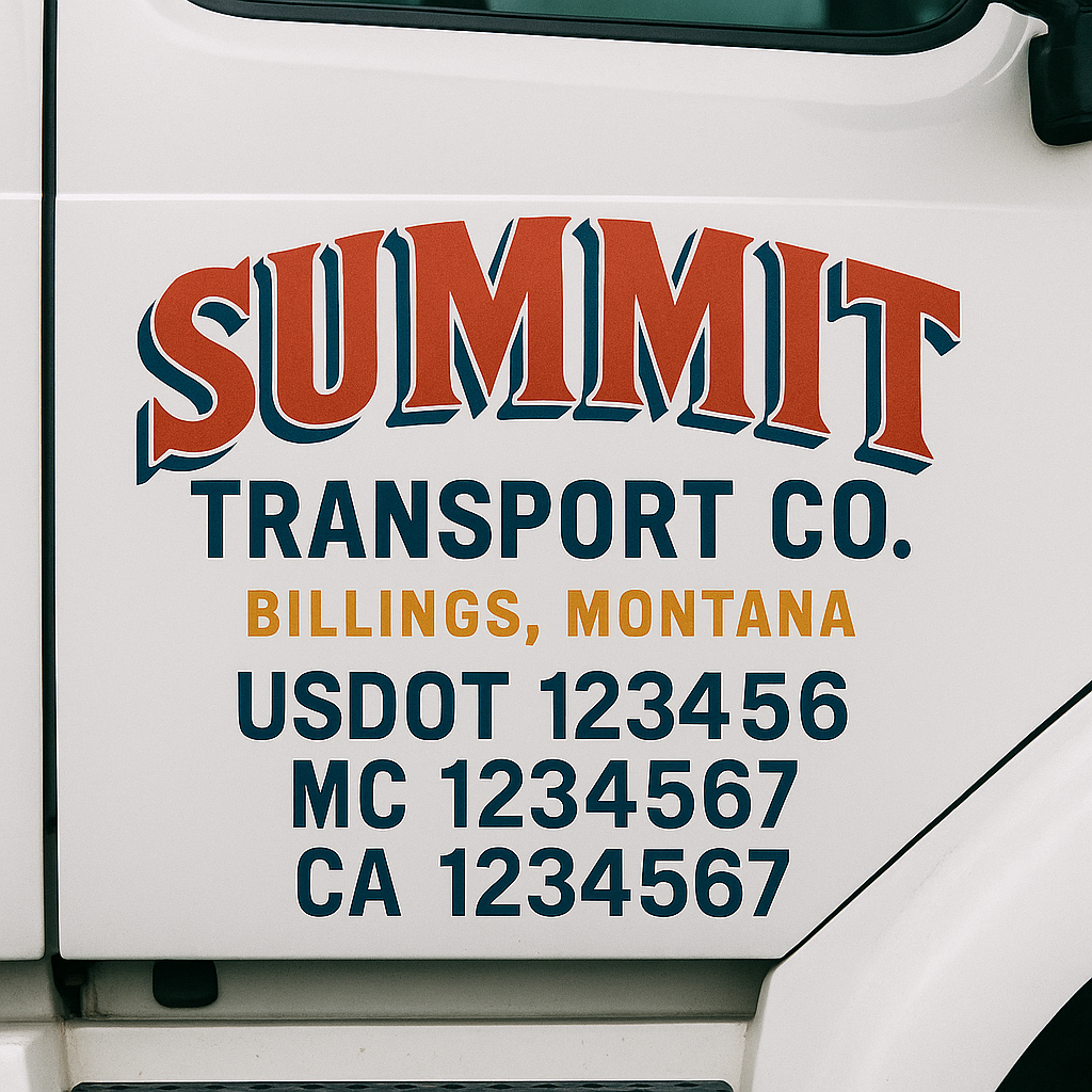 Truck Door Decal Sticker Lettering Signs With Location, USDOT, MC, CA, KYU, VIN, GVW (2-Pack)