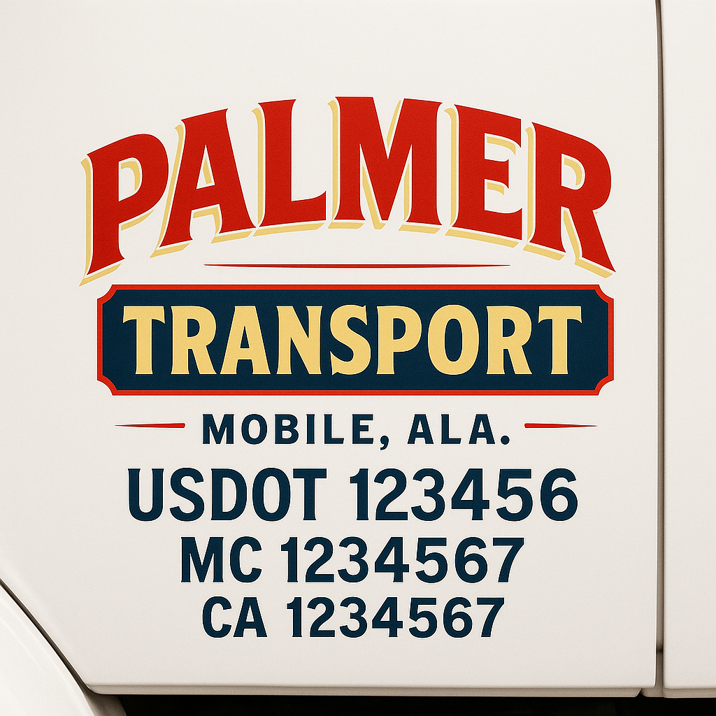 Truck Door Decal Sticker Lettering Signs With Location, USDOT, MC, CA, KYU, VIN, GVW (2-Pack)