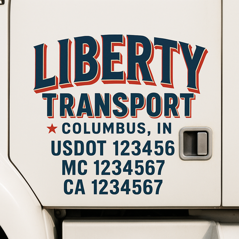 Truck Door Decal Sticker Lettering Signs With Location, USDOT, MC, CA, KYU, VIN, GVW (2-Pack)