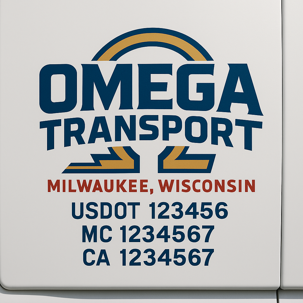 Truck Door Decal Sticker Lettering Signs With Location, USDOT, MC, CA, KYU, VIN, GVW (2-Pack)