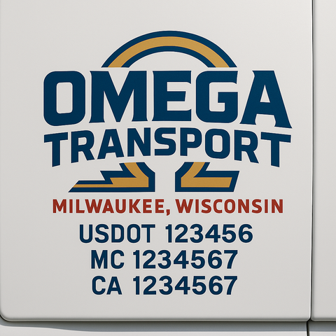 Truck Door Decal Sticker Lettering Signs With Location, USDOT, MC, CA, KYU, VIN, GVW (2-Pack)