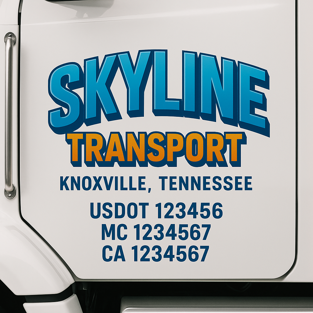 Truck Door Decal Sticker Lettering Signs With Location, USDOT, MC, CA, KYU, VIN, GVW (2-Pack)