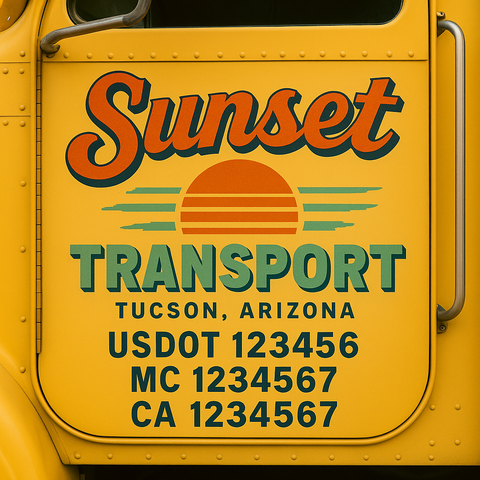 Truck Door Decal Sticker Lettering Signs With Location, USDOT, MC, CA, KYU, VIN, GVW (2-Pack)