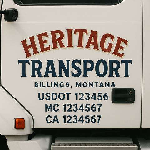 Truck Door Decal Sticker Lettering Signs With Location, USDOT, MC, CA, KYU, VIN, GVW (2-Pack)