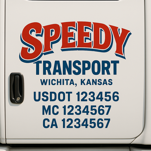Truck Door Decal Sticker Lettering Signs With Location, USDOT, MC, CA, KYU, VIN, GVW (2-Pack)
