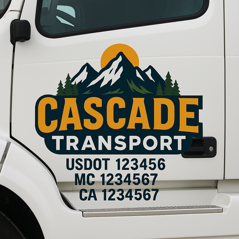 Truck Door Decal Sticker Lettering Signs With Location, USDOT, MC, CA, KYU, VIN, GVW (2-Pack)